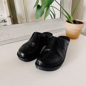 Black Leather Clogs